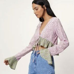 Cropped Tie Front Top